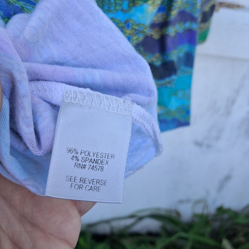 Cache Y2k Xs Blue Chain Pattern Cold Shoulder Fai… - image 8